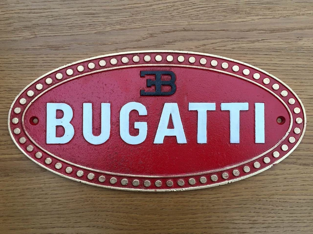 Bugatti Sign Repro Large 33cm Cast Iron  Garage Plaque Man Cave.