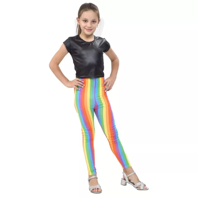 Mädchen gestreifte Leggings in voller Länge weich Kinder Kinder elaktische Taillenhose