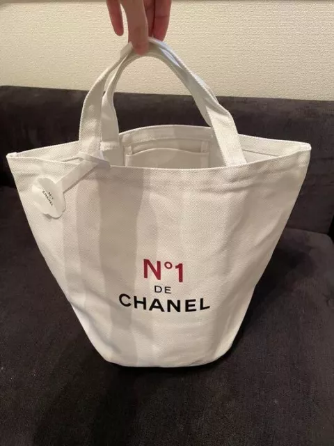 Authentic Chanel Beauty N1 white camellia canvas tote bag vip gift