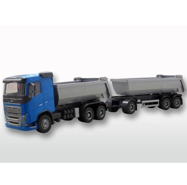 EMEK - Camion benne gris avec remorque 1 + 2 essieux – SCANIA G 6x4 - 1/25