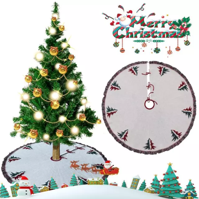 48" Christmas Tree Skirt Tree Mat Xmas Holiday Party Ornament✨ Decoration P9S9