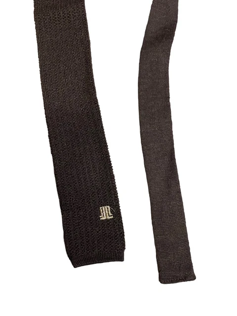 Cravate Vintage Lanvin - Laine Mohair Alpaga Motif Géométrique - Sans Noeud