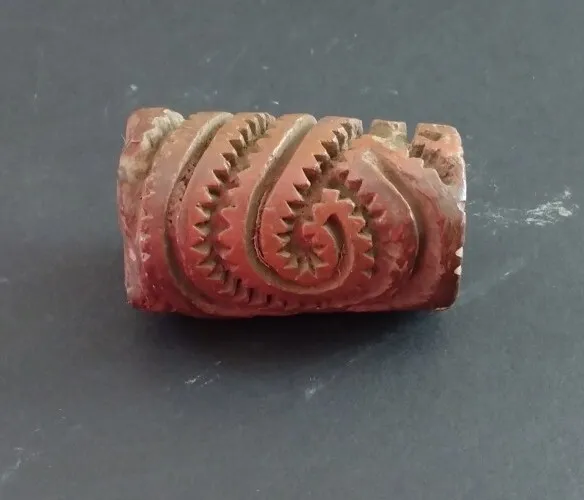 Pre-Columbian Mayan Terracotta Roller Seal  ~ C.500 - 900AD