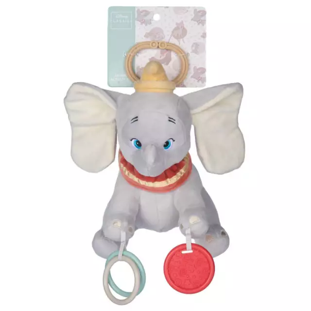 Disney Classic Baby Safe Surface Washable Dumbo Plush Developmental Activity Toy