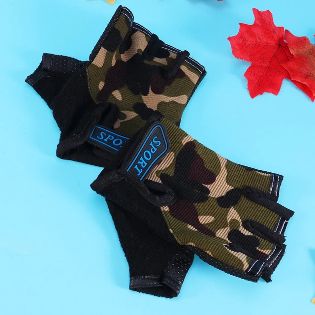 2 Pairs Kids Sports Half Finger Sports Mountain Climbing Gloves Cycling Gloves