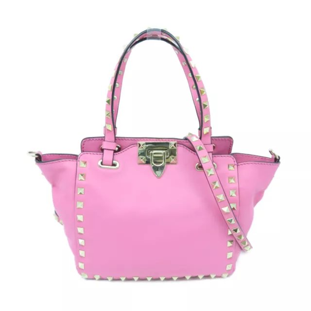 *10%OFF* Valentino GHW Rockstud Mini 2way Sholder Crossbodsy Bag Calfskin Le...