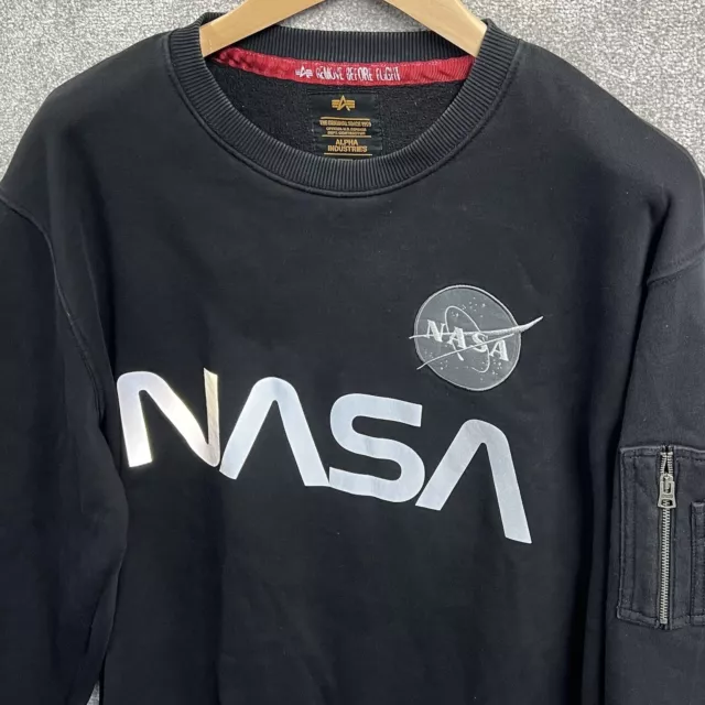 ALPHA INDUSTRIES JUMPER Mens Extra Large NASA Black XL Flight Sweater ...