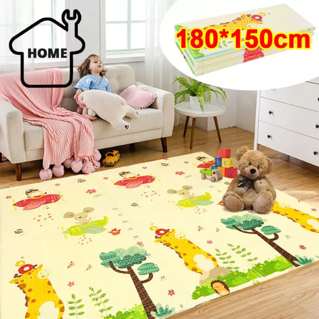 Play Mat 2 Side Baby Kids Crawling Soft Blanket Folding Waterproof Floor Carpet
