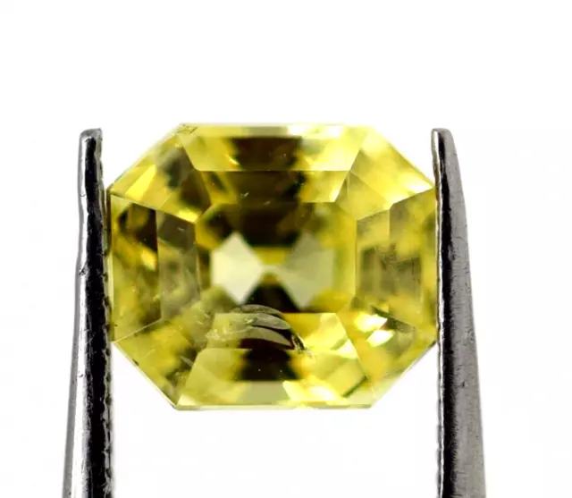 Loose Faceted Octagon 1.56 Ct Natural Yellow Sapphire Lustrous Certified Gem AA+