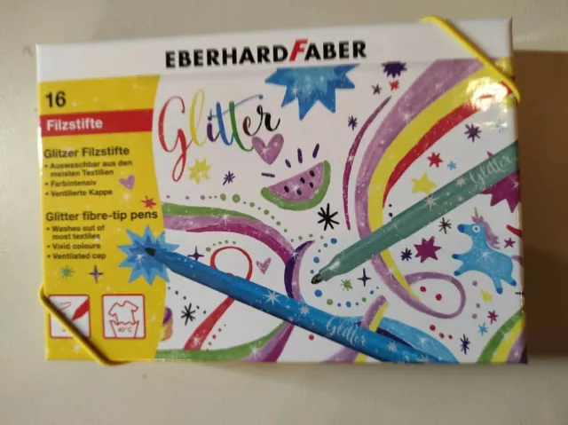 Eberhard Faber 16 Stck Glitter Glitzerstifte Filzstifte Fasermaler Geschenkbox