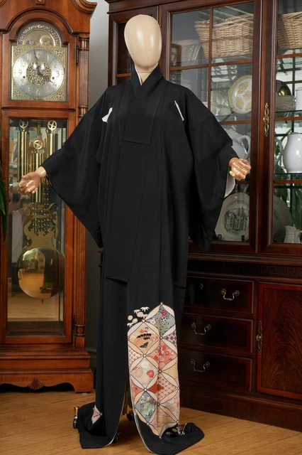 Dear Vanilla Japanese Silk Tomesode Kimono Women's Authentic Japan Vintage Mint