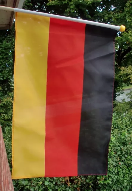 GERMANY LARGE HAND WAVING FLAG 18" X 12" with 24" WOODEN POLE German Munich Bonn