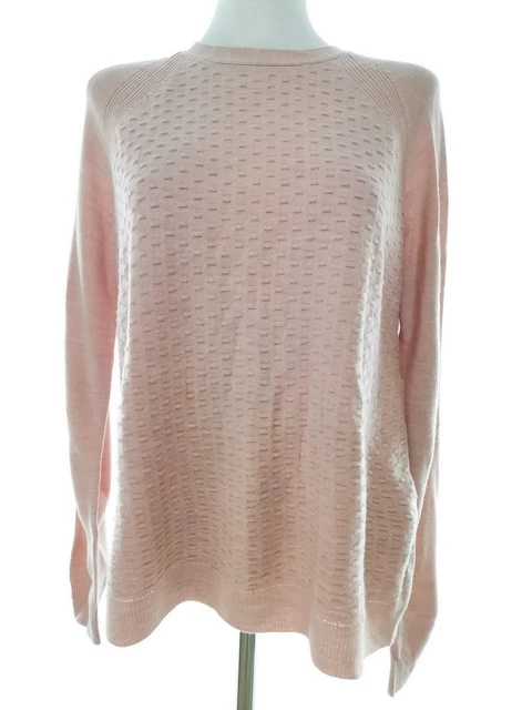 Pull Cache Cache Femme Rose Saumon Manches Longues En Coton Acrylique, Taille 42, Occasion Très Bon état