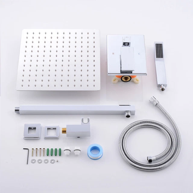 Bathroom Luxury Rain Mixer Combo Set Wall Mounted Rainfall Shower Head System