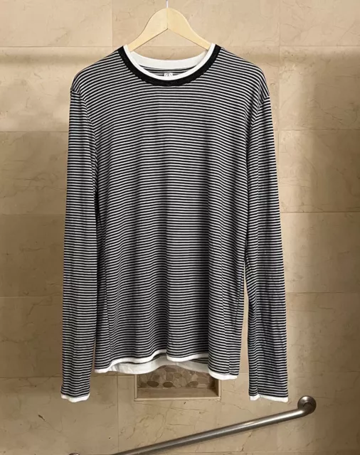 Alternative Apparel black / gray micro striped long sleeve t-shirt, medium, NWOT