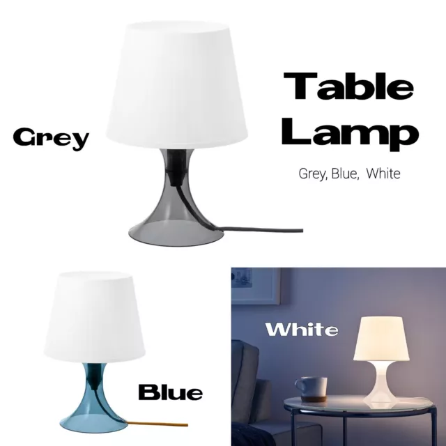 Table Lamp Cone Base Lampshade Living Room Bedside Light LED Bulb White Grey