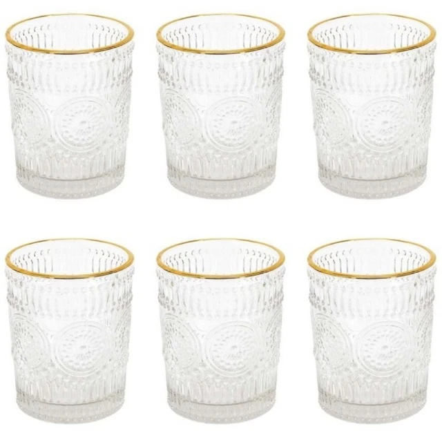 Paris Prix - Lot De 6 Verres Design "liseré" 18cl Transparent D 8cm H 9,8cm