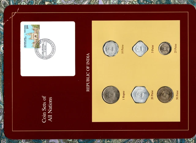 Coin Sets of All Nations India UNC 1986-1988 1 Rupee 1986 20, 50 paise 1988