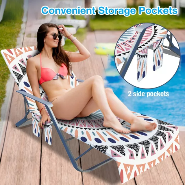 Beach Chair Cover Pool Lounge Chair Cover Quick Drying Lounger Cover With Si(01