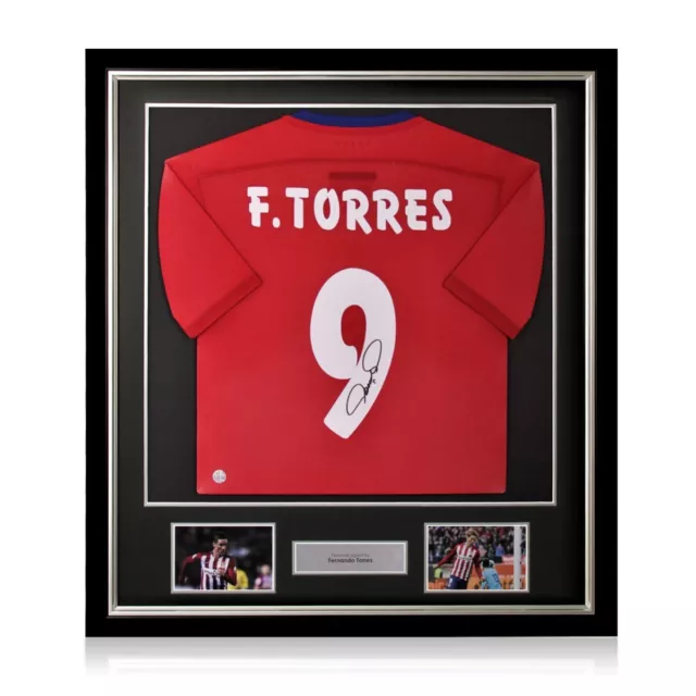 Camiseta del Atlético de Madrid 2016 firmada por Fernando Torres. Marco de lujo