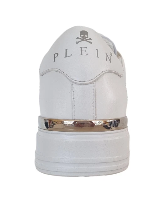 PHILIPP PLEIN Chaussures Homme Baskets en Cuir Hexagon USC0379 Blanc 2