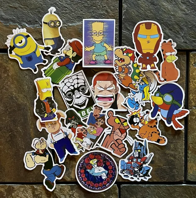 Lot Of 20 Funny Novelty Stickers Decals-  Phone Laptop - Mario Simpsons StarWars