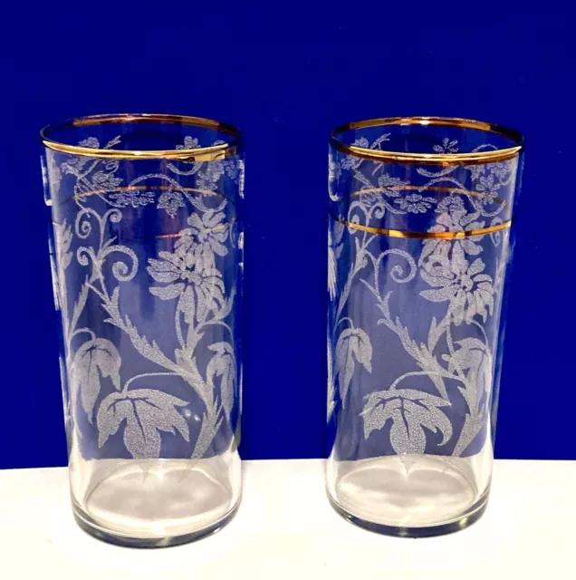 Vintage Retro Glass Daisy Tumblers (set Of 2)