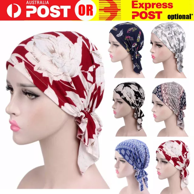 Women's Floral Chemo Cap Cancer Hat Muslim Hair Scarf Hijab Head Wrap Turban NEW