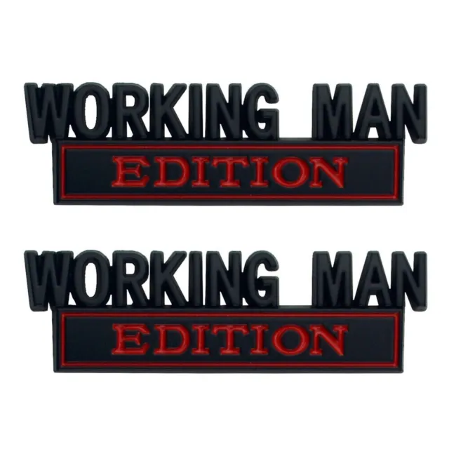 2Pc WORKING MAN EDITION Emblem 3D Metal Car Truck Badge Logo Black Red