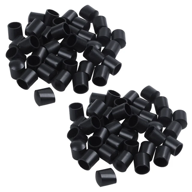 Rubber 80-Piece Black Rubber Tube Ends 10mm Round C7W6