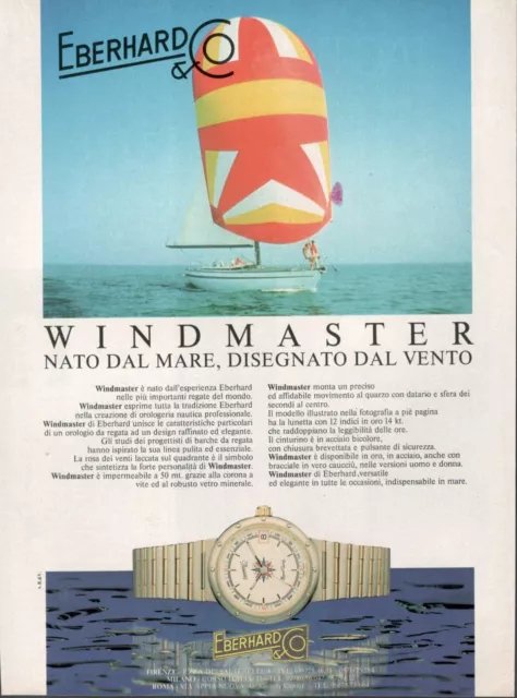 Armbanduhr Eberhard &co. Windmaster Werbung 1 Seite 1985 Original