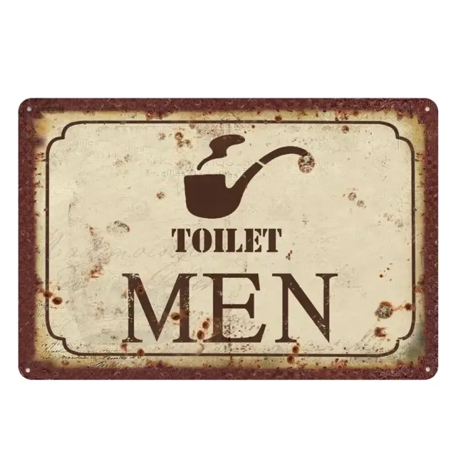 Men Toilet Metal Tin Sign Vintage Lavatory Restroom Plaque Retro WC Poster