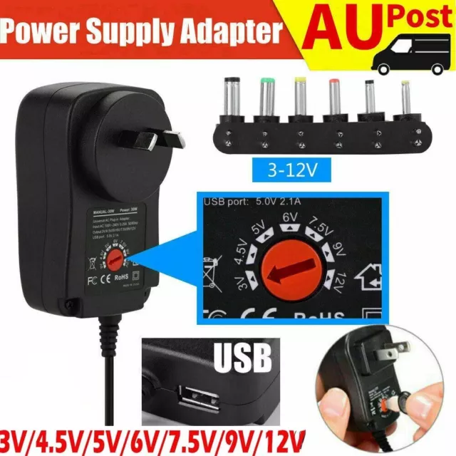 Universal AC/DC Power Charger Adapter Converter  3V/4.5V/5V/6V/7.5V/9V/12V AU