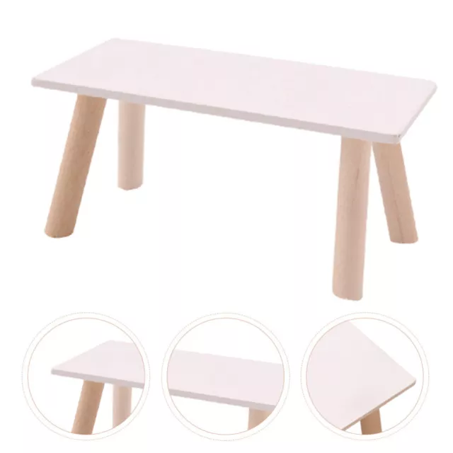 White Wooden Miniature Coffee Table Dollhouse Accessories Furniture Ornament