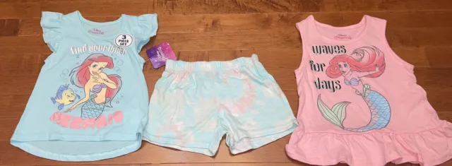 Disney Princess The Little Mermaid Ariel Shirts & Shorts Outfit Set New Size 6