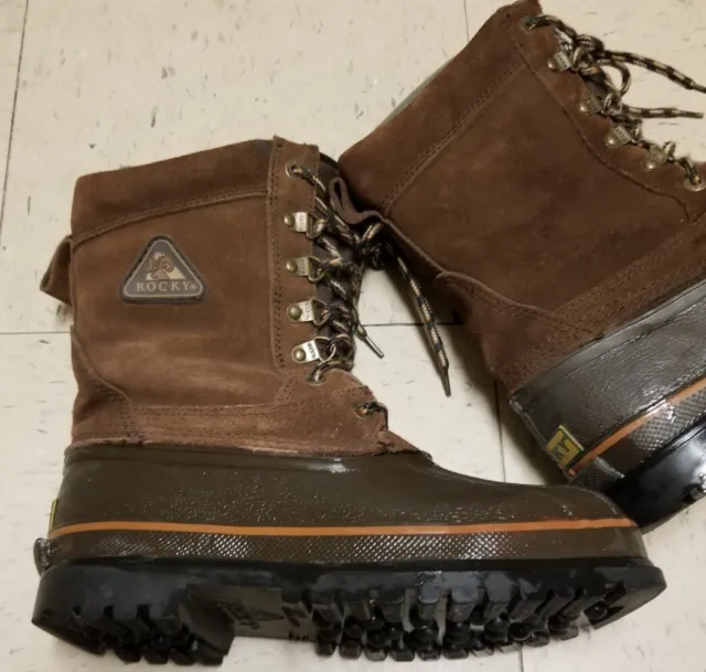 ROCKY BROWN LEATHER Insulated Snow Winter Jasper Trac Hunting Boots ...