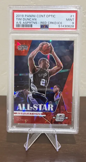 2020 Panini Contenders Optic Tim Duncan All-Star Red Cracked Ice PSA 9
