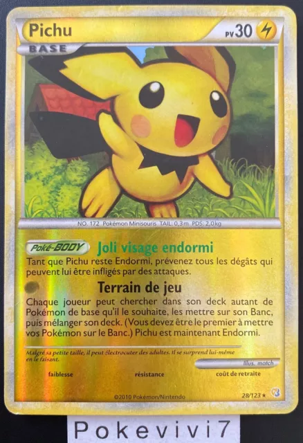 Carte Pokemon PICHU 28/123 RARE REVERSE HGSS HEARTGOLD SOULSILVER FR OCCASION