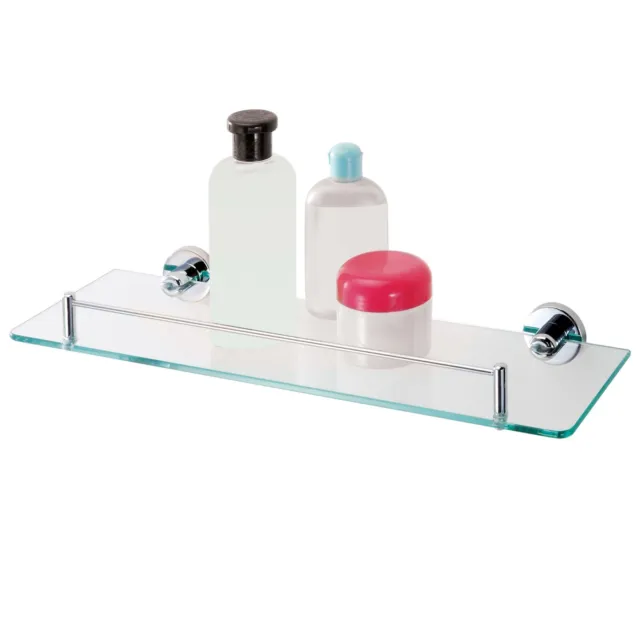 50cm Tempered Glass Bathroom Floating Shelf Wall Mounted Tray Organiser Display