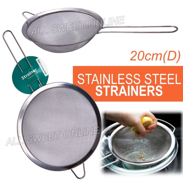20cm Sieve Strainer Stainless Steel Wire Mesh Flour Food Griddle Hand Kitchen AU