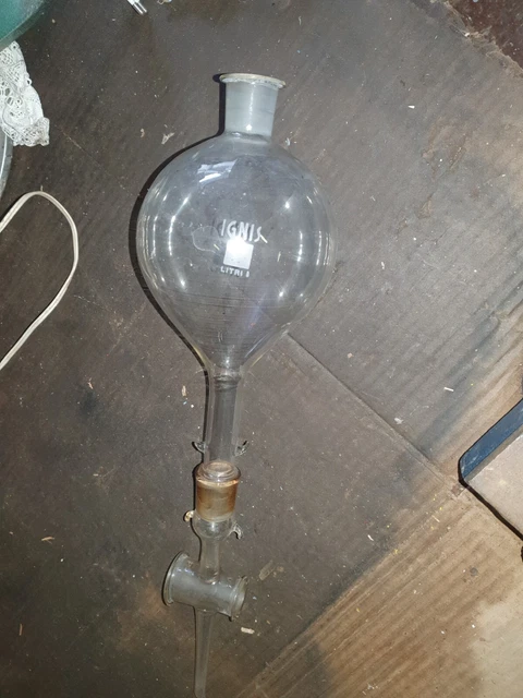 Vecchio Imbuto Separatore Gocciolatore In Vetro - Vintage Laboratorio Chimica