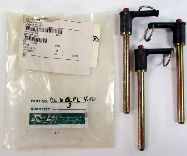 Lot of 3 - NEW Carr Lane CL-6-BLPL4.00 Ball Lock Pins 4130SS L-Handle 3/8" x 4"