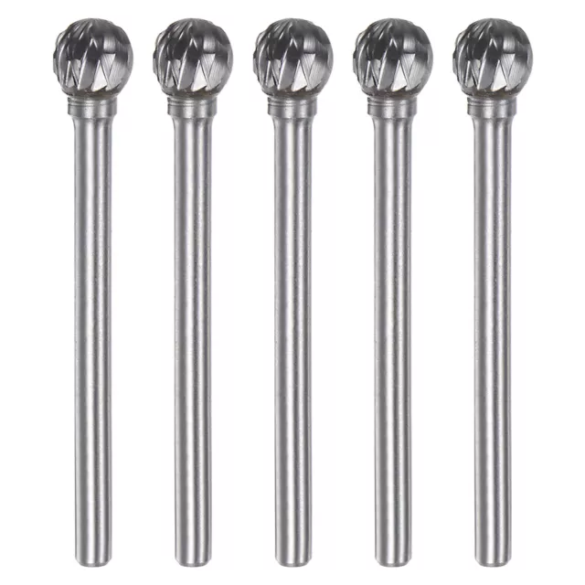 5pcs 1/4" (6mm) Head 1/8" (3mm) Shank D-Shape Double Cut Carbide Rotary Burrs