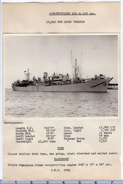WW2 Canadian 10,000 Ton Cargo Merchant Vessels Original Photo