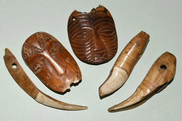 Rare Collection Antique African Songye Lega Tribally Made Amulets Pendants Congo