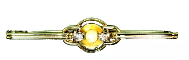 Stabbrosche Diamanten Perle Art-Deco 585 Gold 14k, Perle
