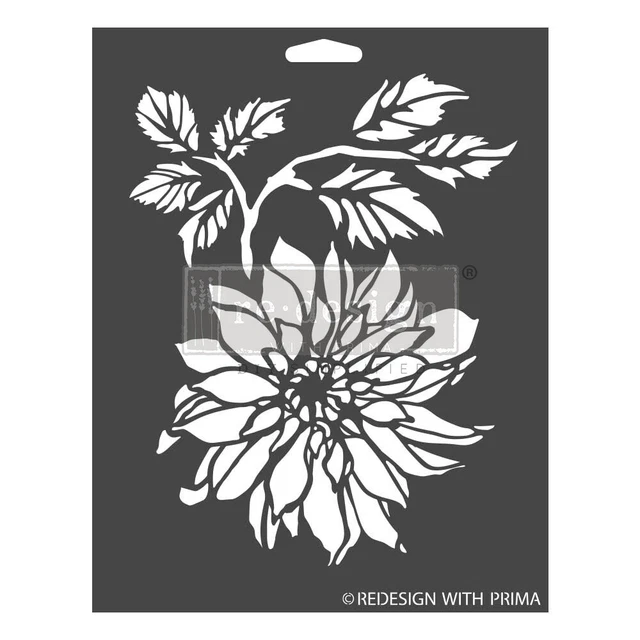 Prima Re-Design Dekor Schablone 9""x12""-Dahlie Garden RE665326
