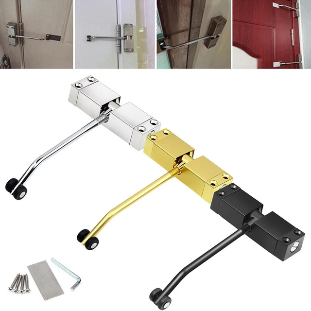 Cerrador de puerta automático superficie ajustable resorte de acero inoxidable duradero