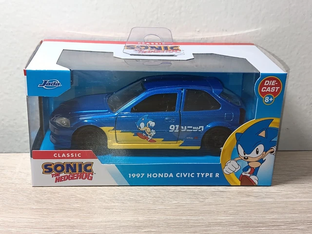 Jada Toys Sonic The Hedgehog Auto Honda Civic Type-R 1997 (13,5 Cm) - Modelauto Van Metaal Met Deuren Om Te Openen, Speelgoedvoertuig Voor Fans En Kinderen Vanaf 8 Jaar