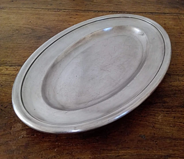 ANCIEN CHAUFFE PLAT OVALE EN METAL ARGENTE POINÇ0NS ORFEVRE S